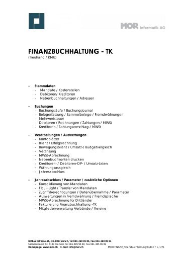 FINANZBUCHHALTUNG - TK - MOR Informatik AG