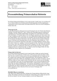 Pressemitteilung Primarschulrat Rebstein - Primarschule Rebstein