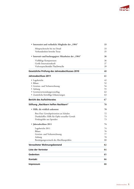 Aus Tradition menschlich - Wohnungsgenossenschaft von 1904 eG