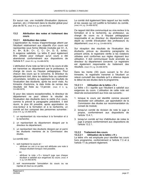 Règlement 5 - Université du Québec à Rimouski
