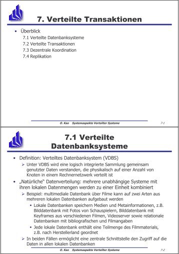 7. Verteilte Transaktionen 7.1 Verteilte Datenbanksysteme