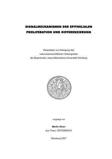 Signalmechanismen der epithelialen Proliferation und - OPUS ...