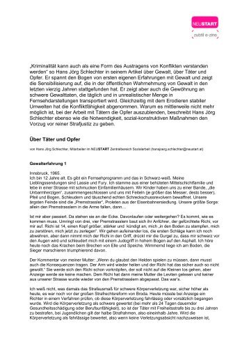 Über Täter und Opfer (PDF, 95 KB) - Neustart