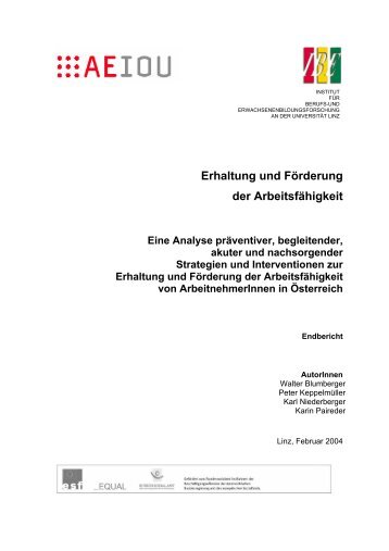 Erhaltung und Förderung der Arbeitsfähigkeit - AEIOU