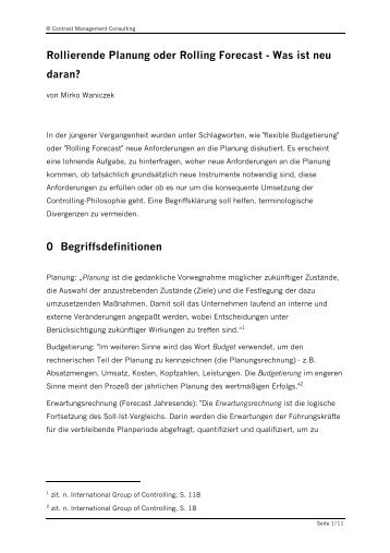 1 Neue Anforderungen an die Planung - Controlling-Portal.de