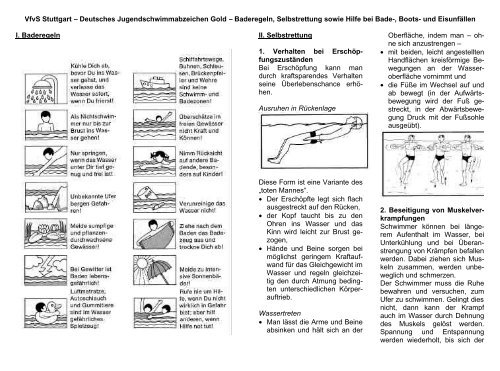 Gold Baderegeln und Selbstrettung