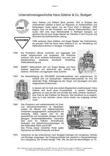 Unternehmensgeschichte Hans Göldner & Co, Stuttgart