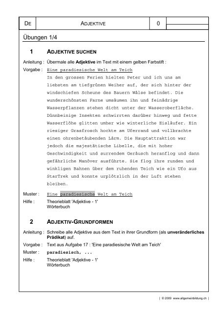 adjektive suchen - Allgemeinbildung.ch