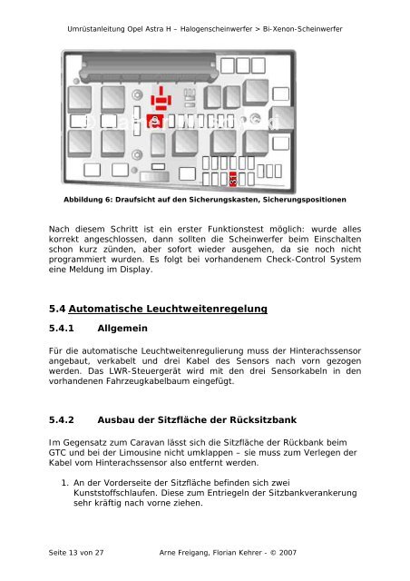 Umrüstanleitung Opel Astra H Halogenscheinwerfer zu Bi-Xenon ...