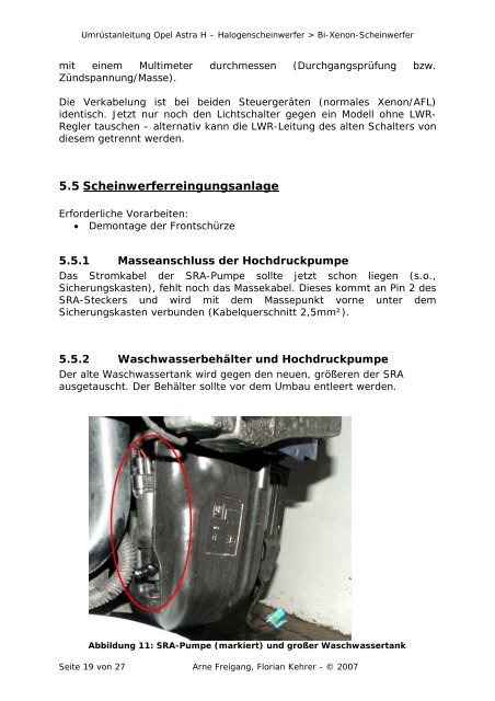 Umrüstanleitung Opel Astra H Halogenscheinwerfer zu Bi-Xenon ...