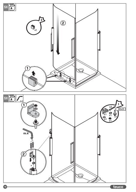 Teuco! Box Soft (porta-fianco) Установка