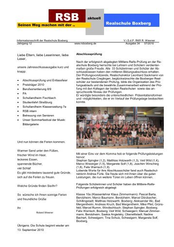 Ausgabe 34 07/2010 - Realschule Boxberg