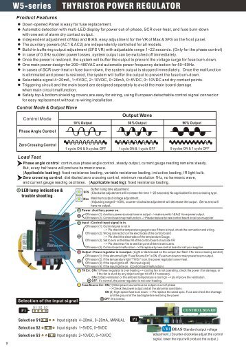 W5-series THYRISTOR POWER REGULATOR