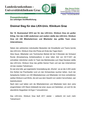 Pressemitteilung - LKH-Univ. Klinikum Graz