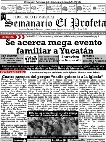 Semanario El Profeta 3 Noviembre 2013 Ejemplar 23