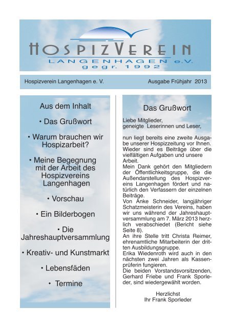 Das Mitteilungsblatt lesen... - Hospizverein Langenhagen eV