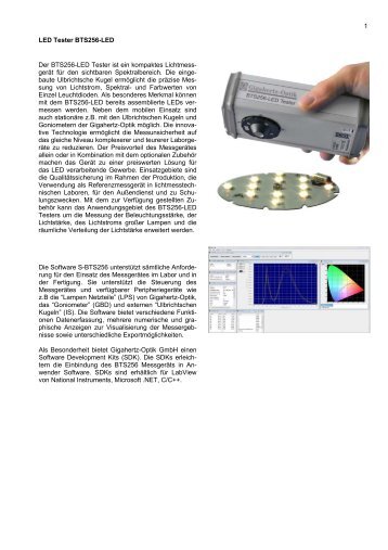 1 LED Tester BTS256-LED Der BTS256-LED ... - Gigahertz-Optik