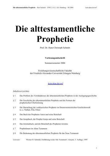 Die alttestamentliche Prophetie - Kein-Plan.de
