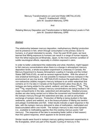 Mercury Transformations on Land and Water (METALLICUS) and ...