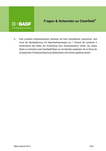 Fragen & Antworten zu Clearfield - BASF