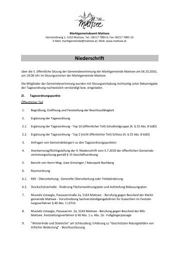 Protokoll von 2010-10-04 (260 KB) - .PDF - Mattsee
