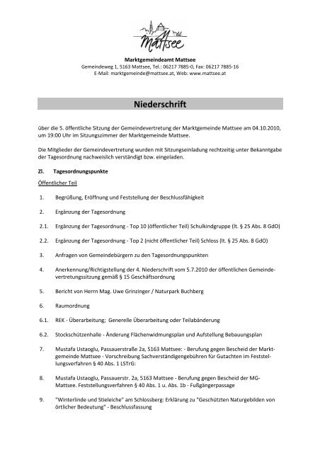 Protokoll von 2010-10-04 (260 KB) - .PDF - Mattsee