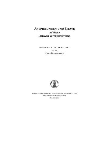 Anspielungen und Zitate - Wittgenstein Archives at the University of ...