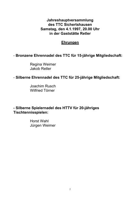 1997 - TTC Sichertshausen