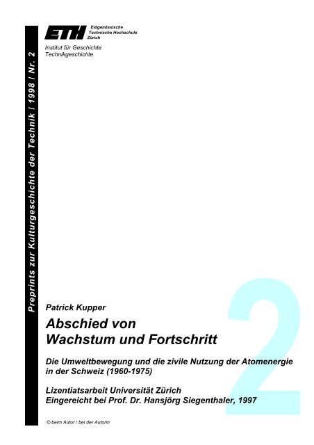 Abschied von Wachstum und Fortschritt - Technikgeschichte der ...