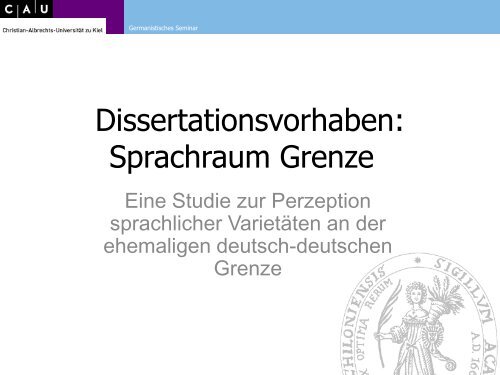 Sprachraum Grenze - Germanistisches Seminar