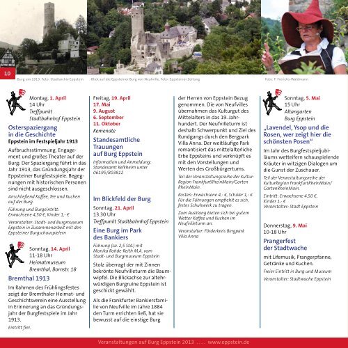 Das Jubiläums- jahr 2013 auf Burg Eppstein - Eppsteiner Zeitung