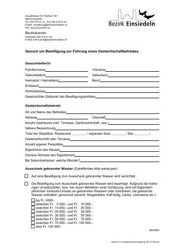 Gesuch um Gastgewerbebewilligung_20121105 - Bezirk Einsiedeln