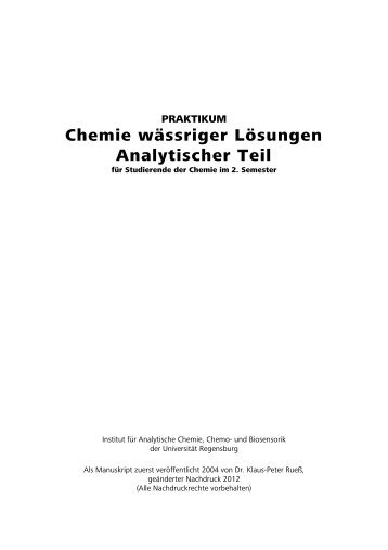 Praktikumsskript Chemie wässriger Lösungen - Universität ...