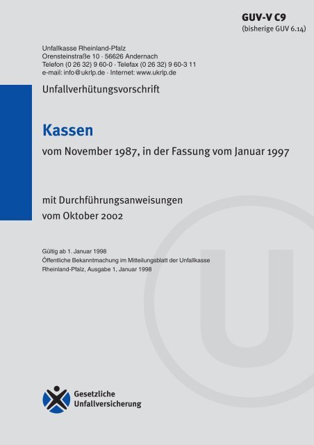 Vorschrift GUV-V C9 - Unfallkasse Rheinland Pfalz