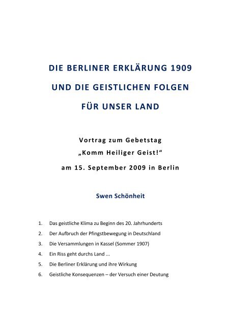 Berliner Erklärung _100 Jahre - Apostel-Petrus-Gemeinde