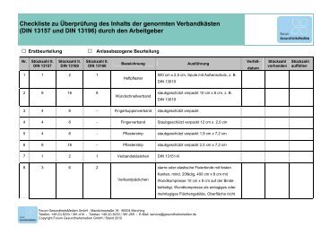 Checkliste Verbandkasten - Forum Gesundheitsmedien