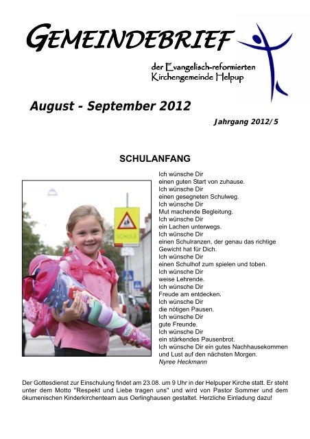 August - September 2012 - Kirchengemeinde Helpup