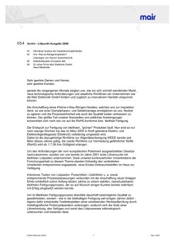 053 PDF - Lötpunkt Ausgabe 2006 - Mair Elektronik GmbH