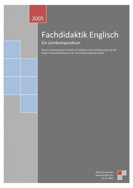 Lernkompendium Fachdidaktik Englisch - Leinstein.de