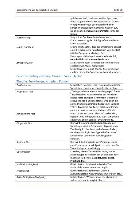 Lernkompendium Fachdidaktik Englisch - Leinstein.de