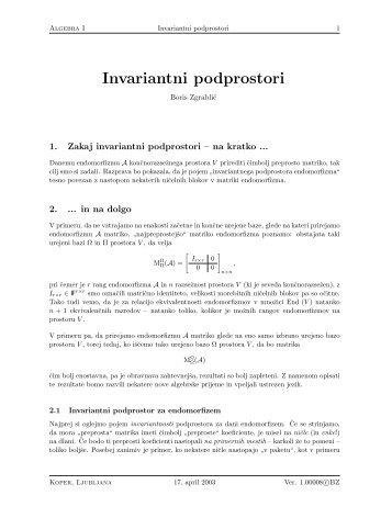 Invariantni podprostori - Student Info