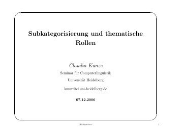 Subkategorisierung und thematische Rollen