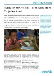 «Schulen für Afrika» - Eine Schulbank für jedes Kind - Unicef