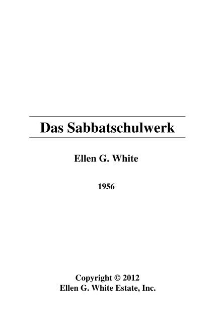 Das Sabbatschulwerk (1956) - kornelius-jc.net