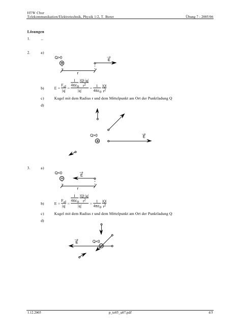 Übung 7 Elektrisches Feld Elektrischer Feldvektor ... - Thomas Borer