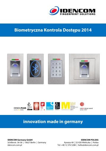 Biometryczna Kontrola Dostępu 2014 innovation made in germany