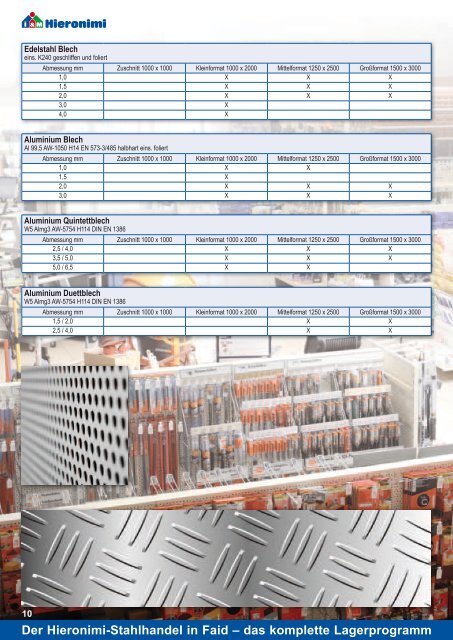 Aktuelles Stahlhandel Lagerprogramm zum Download - Hieronimi