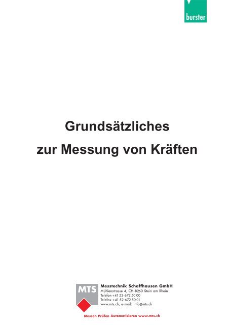 Grundsätzliches zur Messung von Kräften - MTS Messtechnik ...