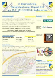Ergebnisse Des 2 Bezirks Kreis Ranglistenturnier Doppel O19 Sud 2 Nrw Am 30 11 01 12 2013 In Aldenhoven