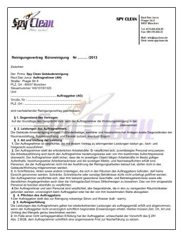 REINIGUNGSVERTRAG KOSTENLOS DOWNLOADEN